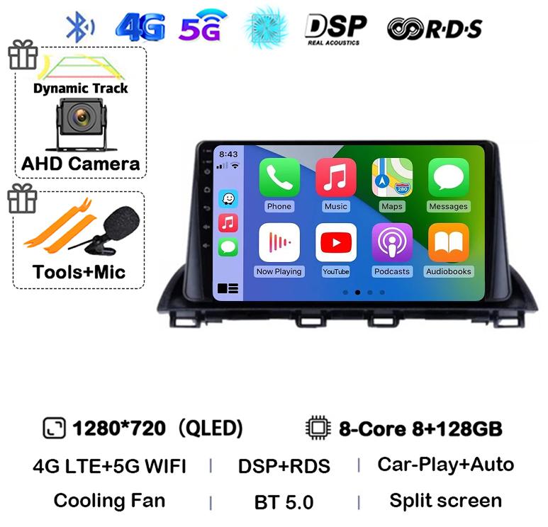 Android 14 Carplay Auto For Mazda 3 Axela 2013 - 2019 Car Radio Multimedia Player GPS Navigation Video Stereo Head Unit 2Din DVD