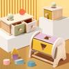Montessori Educational Toy Set: Wooden Drawer, Coin, and Ball Toss Box for Early Science and Intellectual Development.