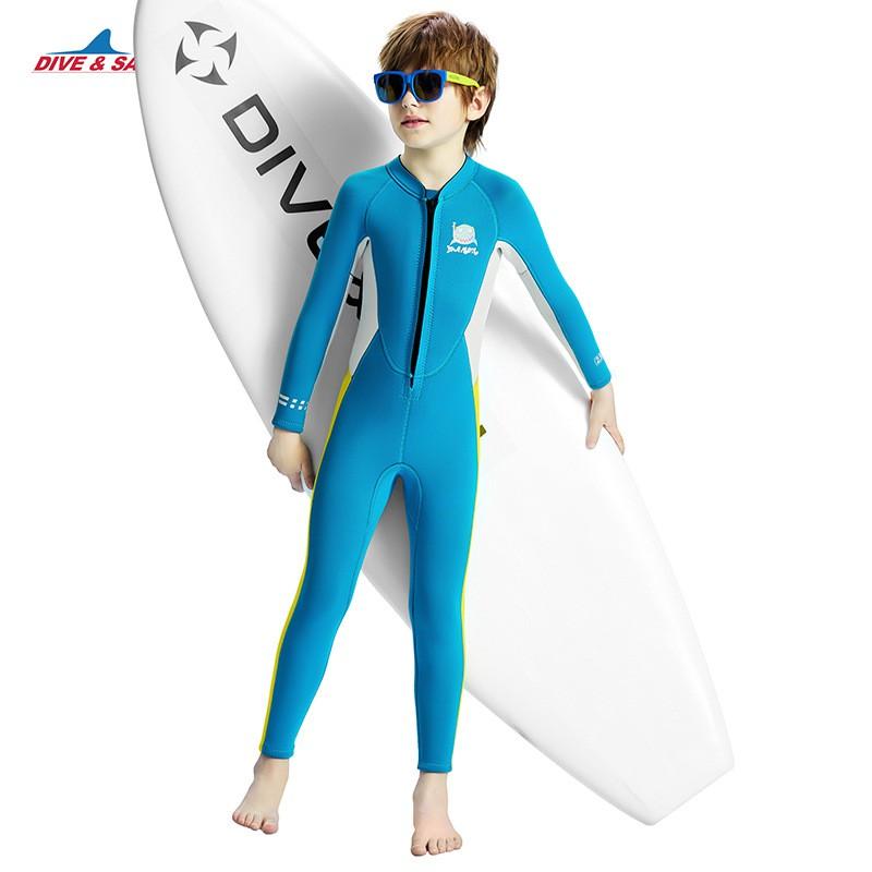 Kids Full-Body Wetsuit Diving Swimming Warmth Chloroprene Neoprene Long Sleeve Thermal Suit Blue Yellow Red