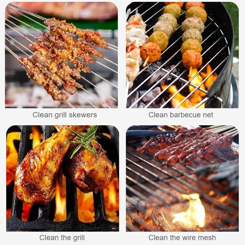 3-in-1 BBQ Cleaning Brush Comfortable Grip Handle Stainless Steel Wire Barbecue Brush Multi Purpose Brush for Cleaning Grills