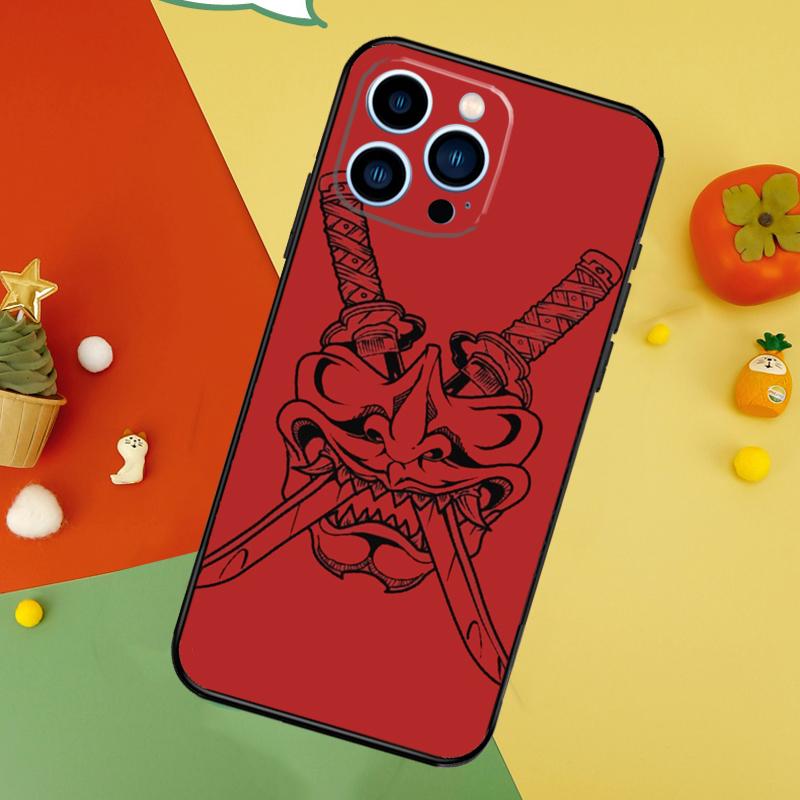 Японская маска Ханя Они Чехол для телефона Для iPhone 17 Pro Max 16 15 14 12 11 13 Pro Max Plus 12 13 Mini 16e 17 Air Cover