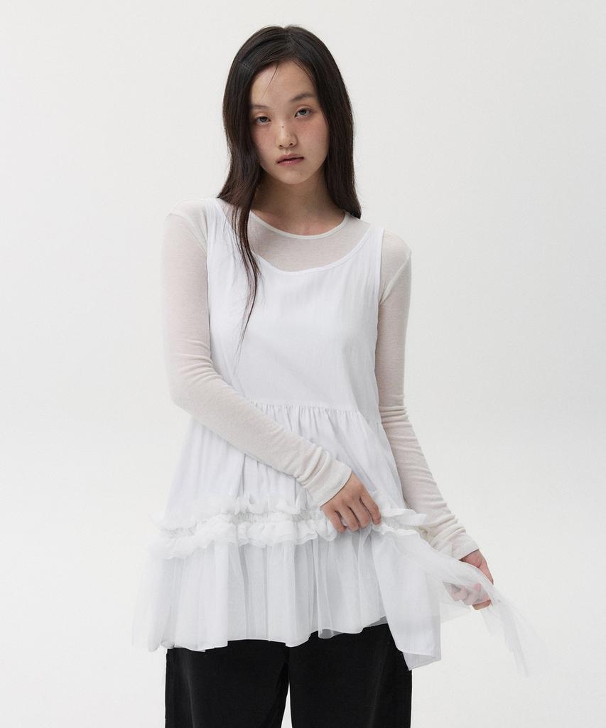 Прозрачное многослойное платье с оборками Ohesio, Белый