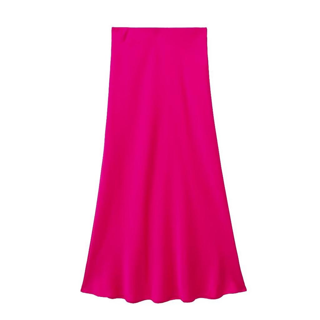 European and American style, new women's clothing, fashionable, casual silk satin texture Midi skirt 5427/453