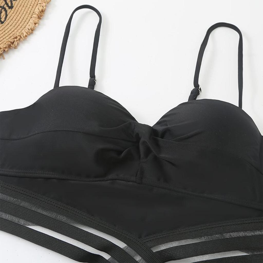 Women's Fashion Solid Color Sexy Swimsuit High Waist Bikini (With Chest Pad, No Steel Support)