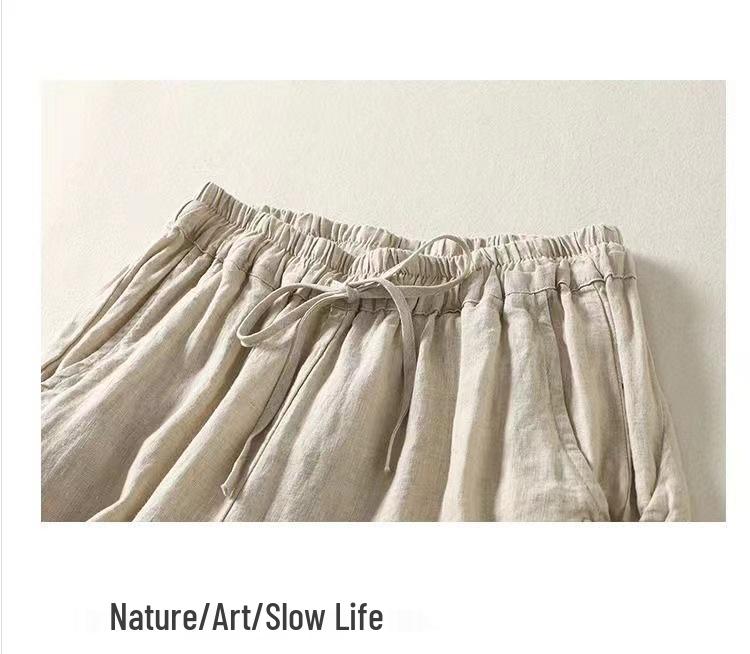 Хлопковые брюки гаремы с высокой талией и ретро застежкой-лягушкой - Легкие, эластичные, с завязкой на талии, свободного кроя для весны/лета