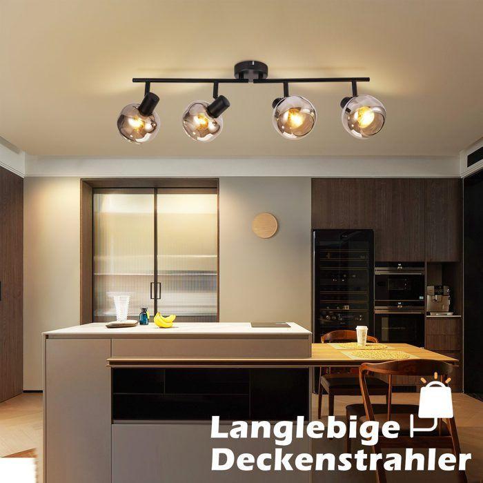 Spot de plafond - NETTLIFE - Spot de Plafond 4 Ampoule E14 - 4x E14 - Métal &amp; verre gris fumée - Orientable 350°