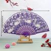 Portable Vintage Style Silk Hand Fan Floral Pattern Decorative Folding Fan with Tassel Handmade Handheld Fan Wedding Party