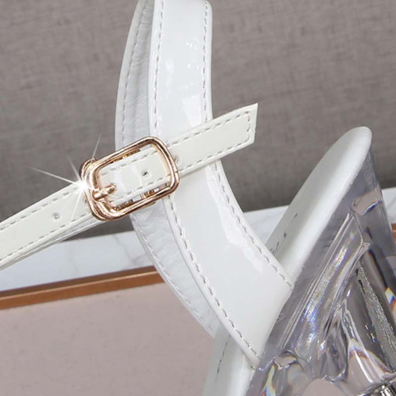 Женские прозрачные туфли на каблуке со стразами, босоножки на высоком каблуке, женские прозрачные свадебные туфли на каблуке 20 см, на платформе 10 см LFD