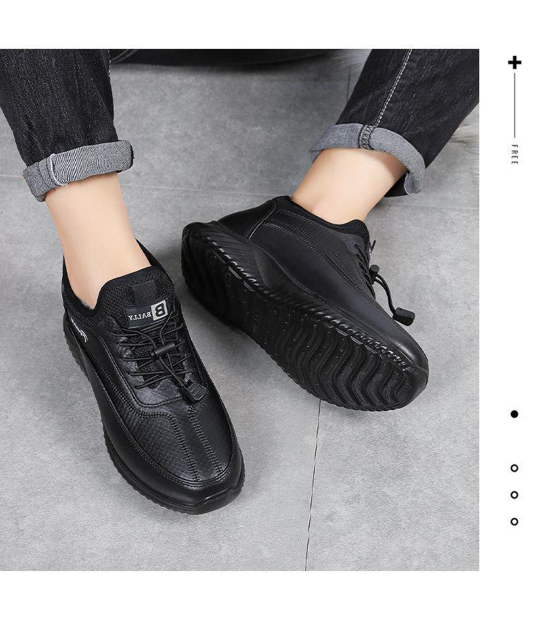 Мужские зимние ботинки из толстой теплой бархатной ткани для людей среднего и пожилого возраста - обувь для ходьбы с мягкой подошвой