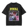 Vintage Washed Oversized TShirt InvincibleSuperhero Print Cotton Casual Short Sleeve Retro Streetwear Tee for Men Women