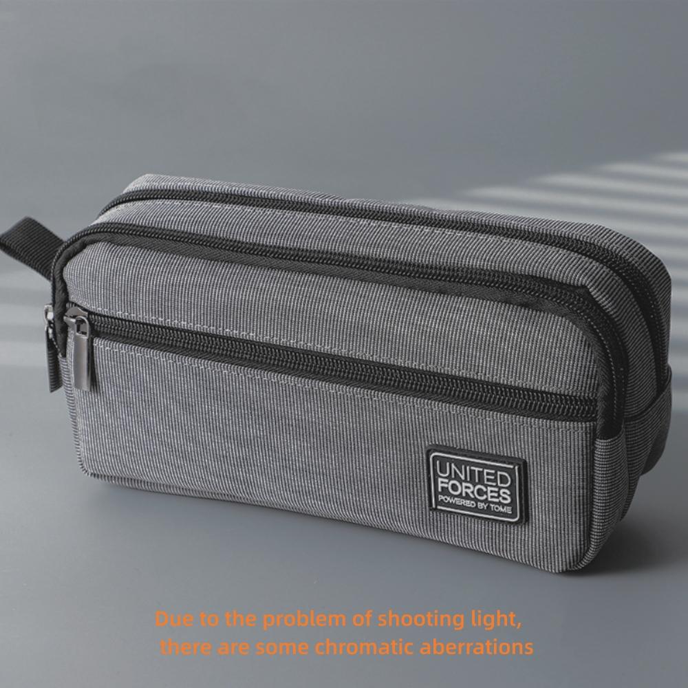 Portable Three-layer Large Capacity Pencil Bag Boy Canvas Pen Case School Office Supplies Storage Bag Waterproof Stationery Bag