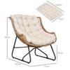 Garden Lounge, Rattan Look, Outdoor Armchair, with Cushion, Metal Frame, 75x101x90 cm, Natural/Khaki/Black
