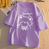 Милый кот напечатан свободная повседневная хлопковая футболка с коротким рукавом женская круглая горловина короткий рукав топы