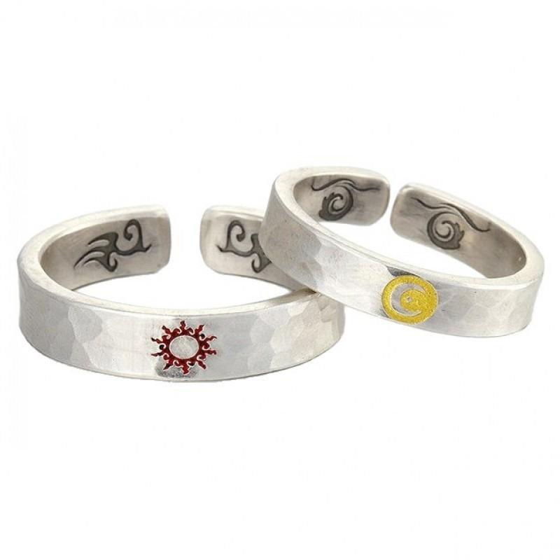 Adjustable Copper Ring With Sun Moon Motif Handcrafted Textured Band Men Women Vintage Style Jewelry