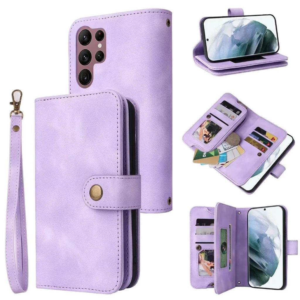 Luxury Wallet Zipper Leather Case For Samsung S23 S22 S21 Ultra S20 FE S10 S9 S8Plus A13 A23 A33 A53 A12 A22 A32 A52 /Redmi Note 11 10 Poco X4 M4 Pro