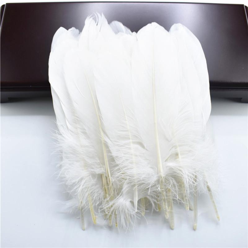 100pcs /Lot Colorful Hard Stick Natural Goose Feathers For Needlework Crafts Feather Handicraft Decor Wedding Accessories Plumes