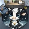 Cute Cow Round Area Rug,Carpet Rug for Living Room Bedroom Sofa Playroom Decor,Non-slip Floor Mat