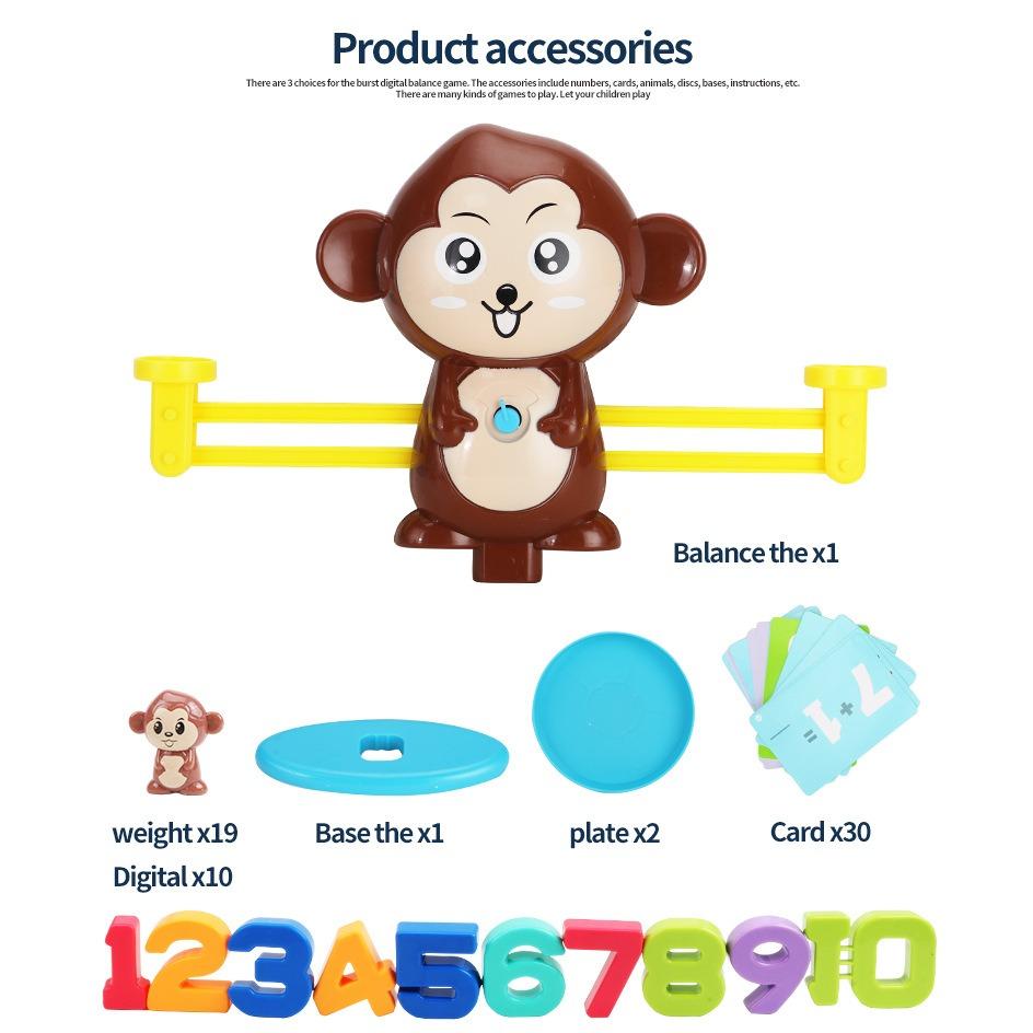 Игрушка с математическими весами Монтессори, обучающая игрушка для счета и расчета с весами и аксессуарами, игрушка для детей с навыками баланса мультяшной лягушки