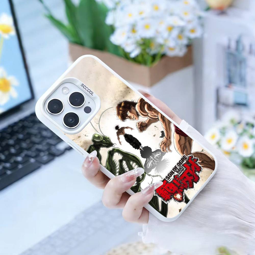 Чехол для телефона с изображением аниме Баки Х-Ханма для iPhone 16, 15, 14, 13, 12, 17, Pro, MAX, белый, матовый, противоударный