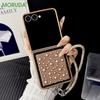 Для Samsung Galaxy Z Flip7 Flip 7 6 5 4 3 Flip6 3D Чехол с жемчужной росинкой Блестящий браслет-ремешок Мягкий каркас Защитный корпус