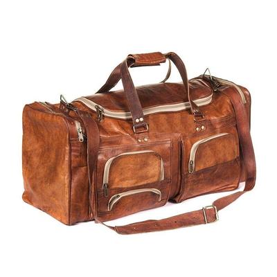 Новая кожаная мужская дорожная сумка для спортзала, натуральная винтажная коричневая (Огромное внутреннее пространство)