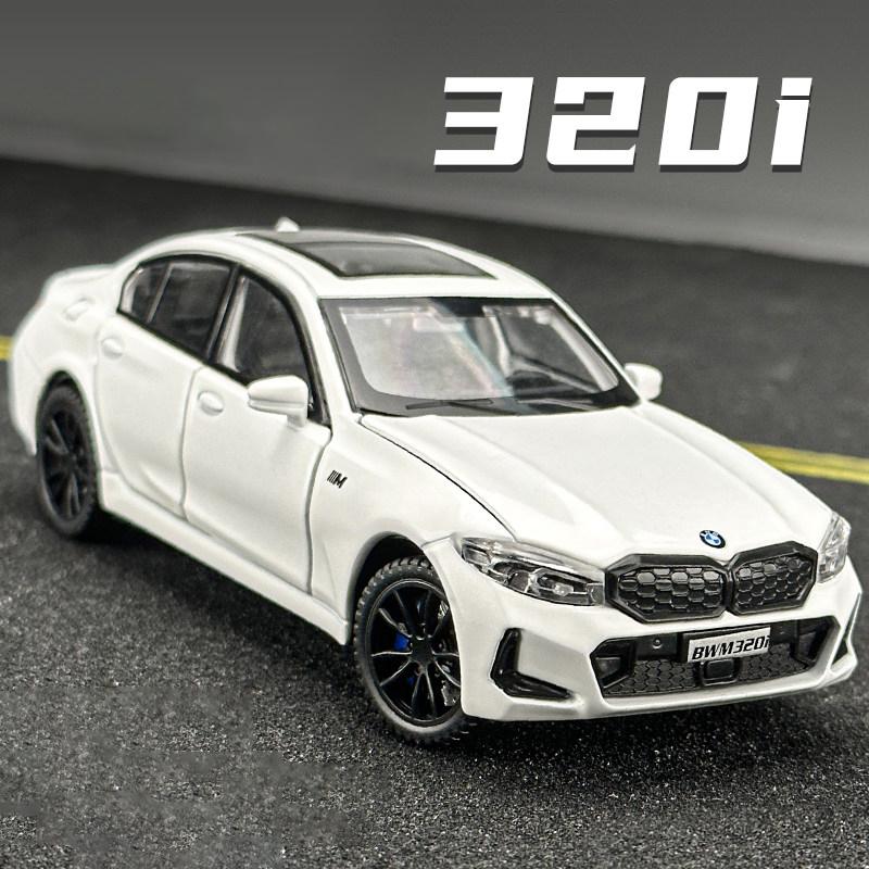 1/32 Scale BMW 320i THE 3 2023 Alloy Car Model Diecast Metal Toy Vehicles Model Simulation Sound and Light Collection Boy Kid Toy Gift
