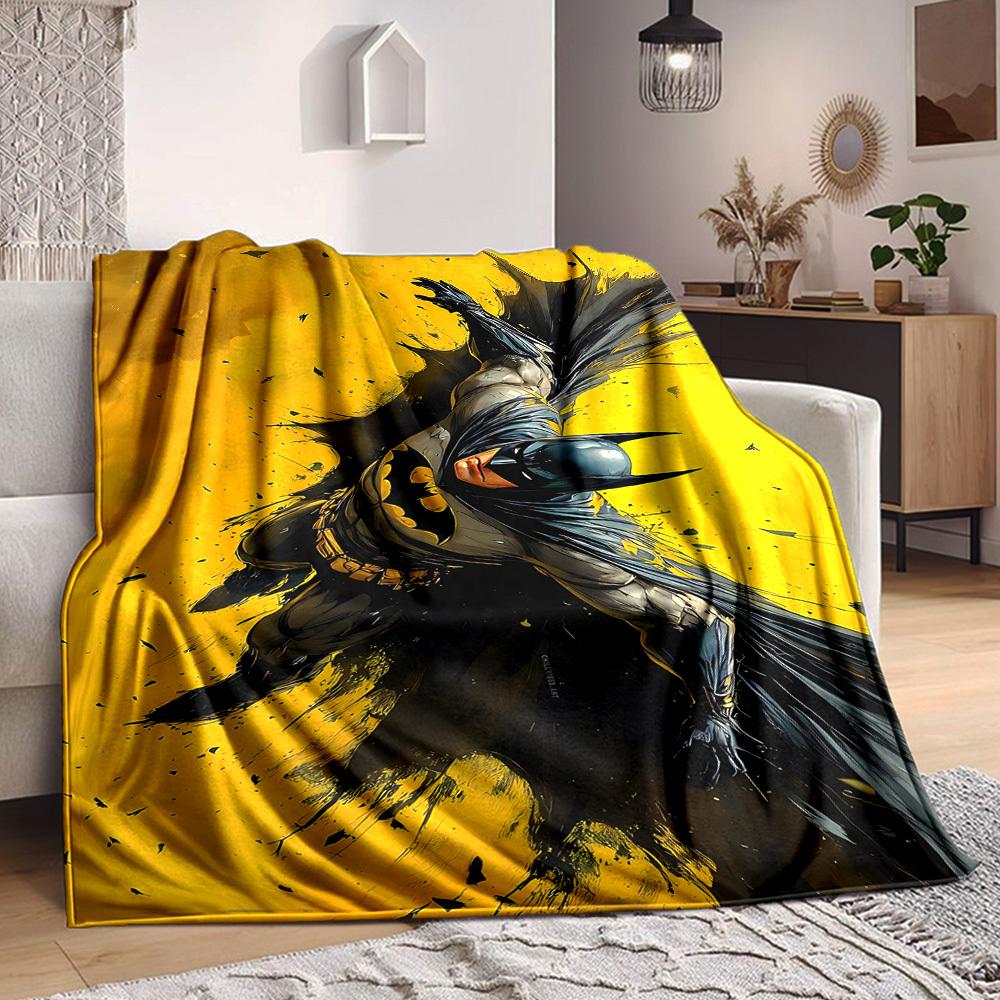 1pc Batman Hero Flannel Throw Blanket Lightweight Soft Warm All Season Blanket for Sofa, Bed, Travel, Camping L1024219