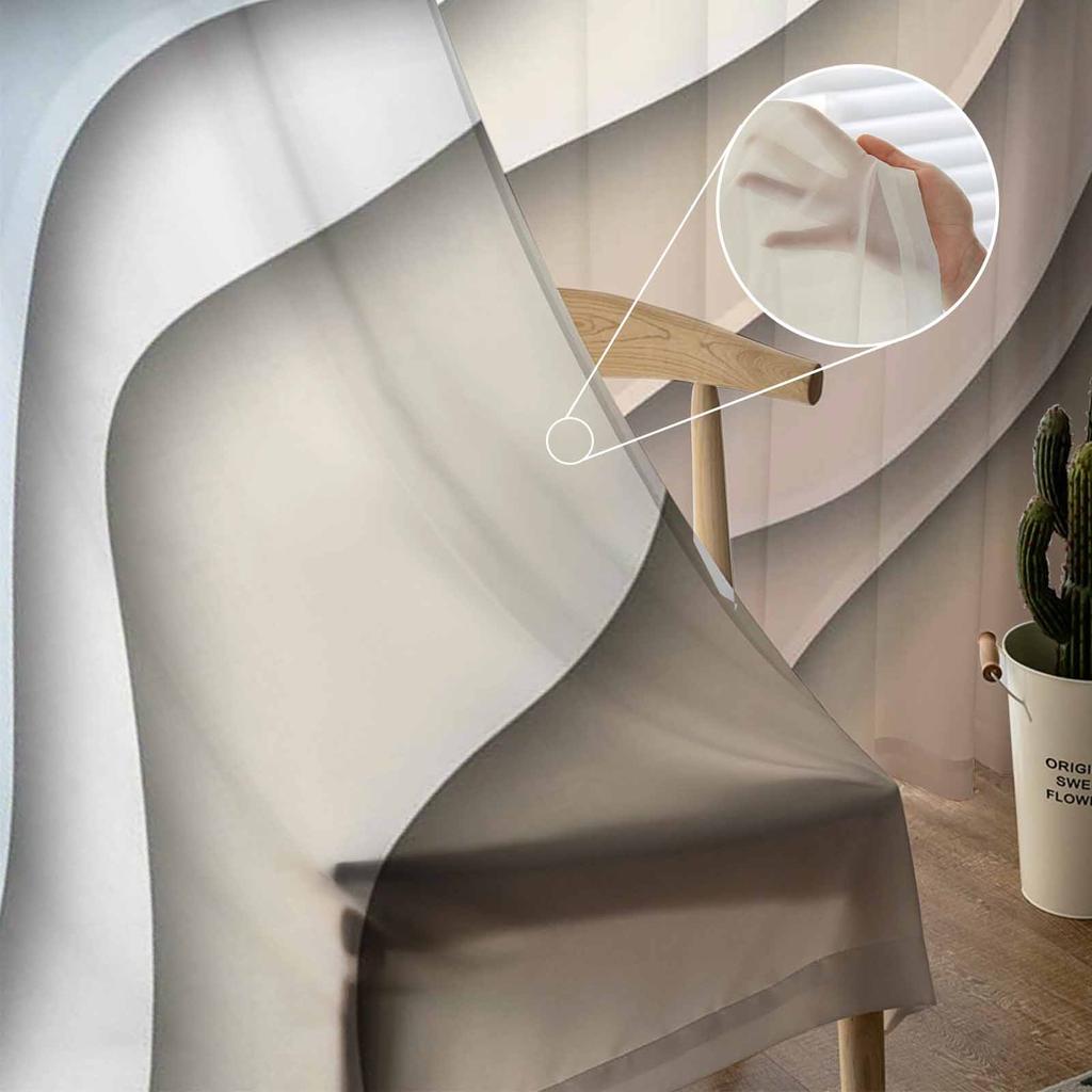 Сине-коричневые градиентные геометрические абстрактные прозрачные шторы для гостиной, кухни, детской спальни, вуаль, подвесная занавеска