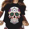 Harajuku Women's T-shirt Fashion Horror Skull Print Personality T-shirt Daily Casual Short Sleeved Unisex Top