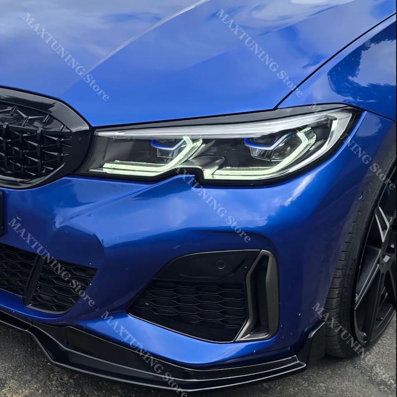 Комплект из 2 накладок на фары из ABS-пластика в виде «злых бровей» для BMW 3 серии G20 G21 316d 318i 320i 325i 330i 2019-2024.