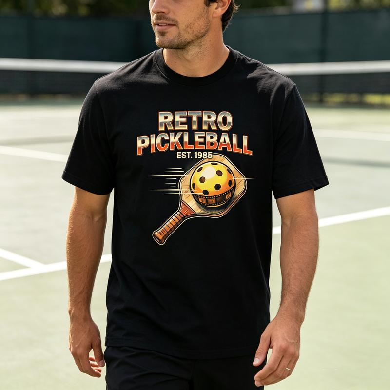 Pickleball 1985 Vintage TShirt Black White Navy Khaki Gray Olive Cotton Short Sleeve Sport Tee Streetwear Player Lover Life Fun