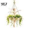 Creative Yard Ornament Fairy Ballet Dancer Mermaid Hanging Planter, Resin Decorative Flower Pot with Metal Chain, Garden Landscaping Accessories