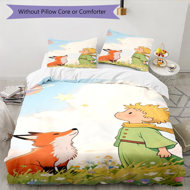 3pcs The Little Prince Bedding Set Duvet Cover Closure Includes 1 Duvet Cover & 2 Pillowcases, Soft and Comfortable for All Seasons.