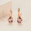1 Pair Rose Gold Color Teardrop Cut Purple Stone Clip On Claw Earrings Drop Dangle Spiral Earrings Wedding Jewelry