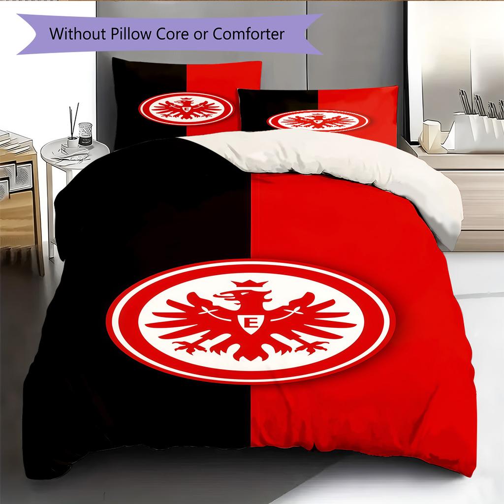 Eintracht Frankfurt Pattern Bedding Quilt Set Quilt Cover Pillowcase Home Decoration Birthday Gift (1 * duvet cover + 2 * pillowcase, without core)