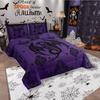 3pcs Purple Black Dragon Comforter Set Queen Size Vintage Boho Floral Print Bedding Set Paisley Pattern Quilt Set