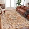 Vintage Persian Style Carpet Red Floral Pattern Non-slip Area Rug for Living Room Bedroom Home Decor