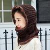 Women Fashion Warm Winter Knitted Hat Scarf  Women Warm Mask Thick Girl Female Caps Fashion Accessories