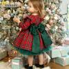 6M-6Y Christmas Dress For Girls Toddler Kid Child Red Plaid Bow Dresses For Girl Xmas Party Princess Costumes
