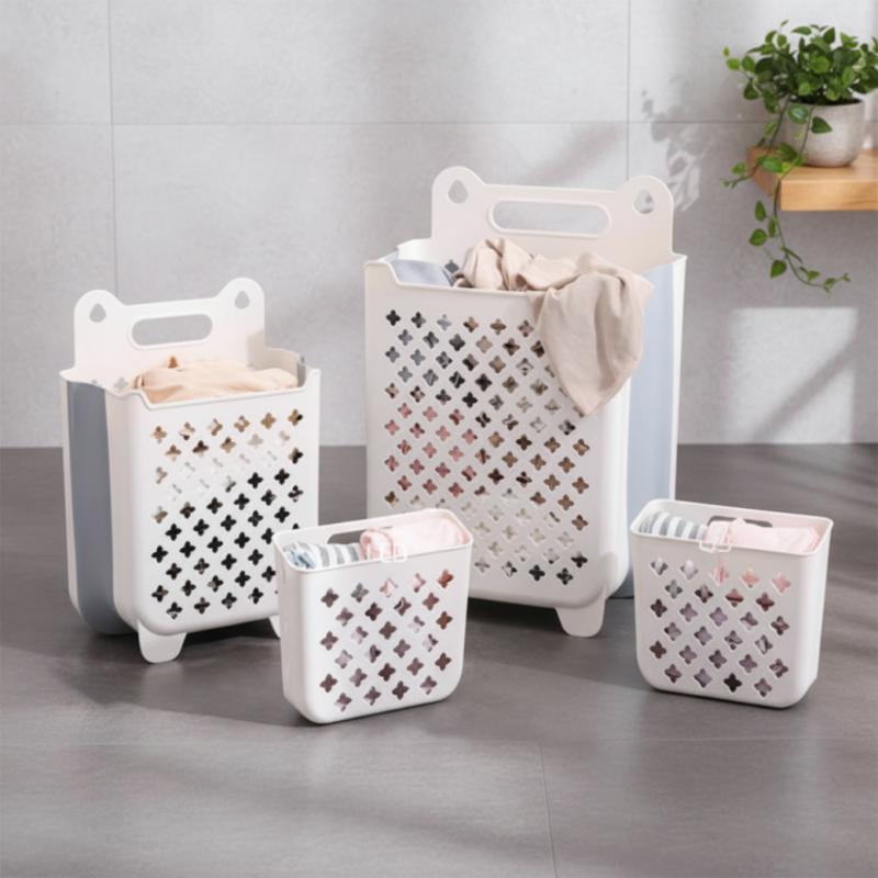 Bathroom Wall-Mounted Foldable Silicone Laundry Basket, Laundry Storage Box, 200ml, 1 pcs