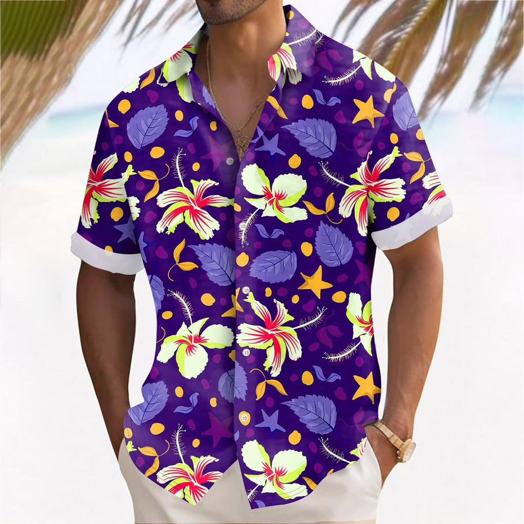 Гавайская рубашка для мужчин, мужские винтажные рубашки для боулинга на пуговицах, летняя пляжная рубашка с коротким рукавом