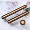 Durable Cabinet Pulls Brass Walnut Wood Knobs Drawers Handles  for Cupboard Wardrobe Drawer Door