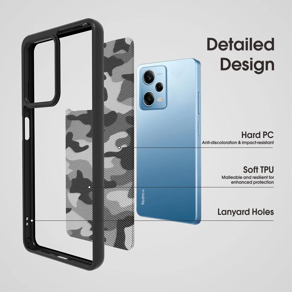 (Comes with Wrist Strap)ibmrs for Xiaomi Note12 Pro/POCO X5 PRO 5G ,camouflage Simple Shockproof Phone Protective Case