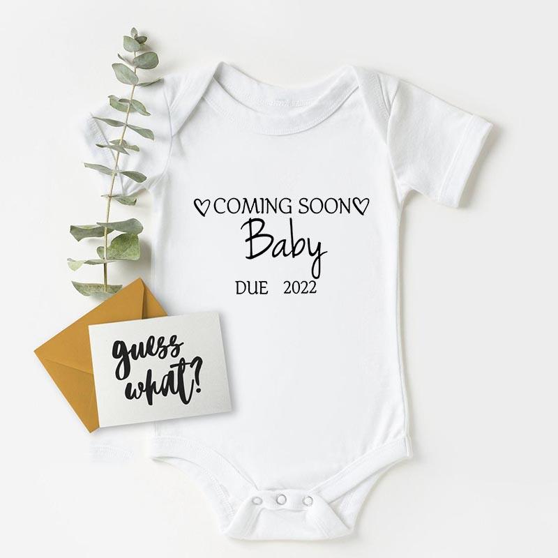 Baby Announcement Onesies Coming Soon 2022 Newborn Baby Bodysuits Summer Boys Girls Romper Body Pregnancy Reveal Clothes