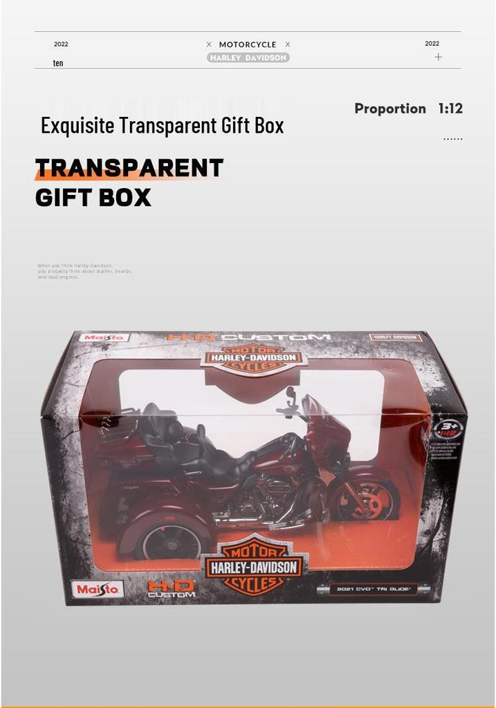 MeiChiTu 1:12 Harley 2021 CVO Tri Glide Three-Wheel Motorcycle Model