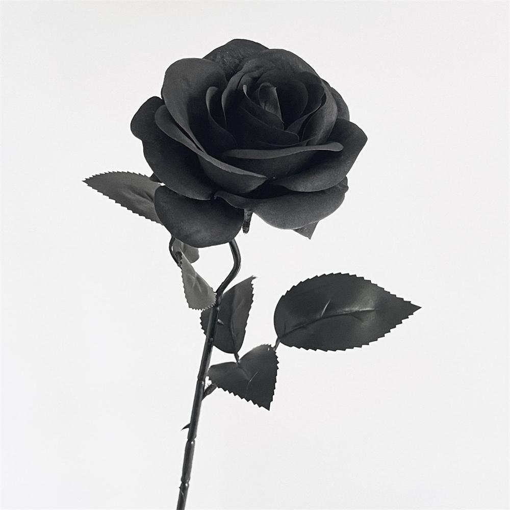 Halloween Black Artificial Rose Flowers Dark Horror Gothic Black Simulated Flower Bouquet for Wedding Halloween Party Home Decor