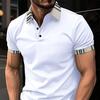 European American Style Men's Summer Turn-Down Collar Polo Shirt Button Pocket Top Short Sleeve Sports T-Shirt