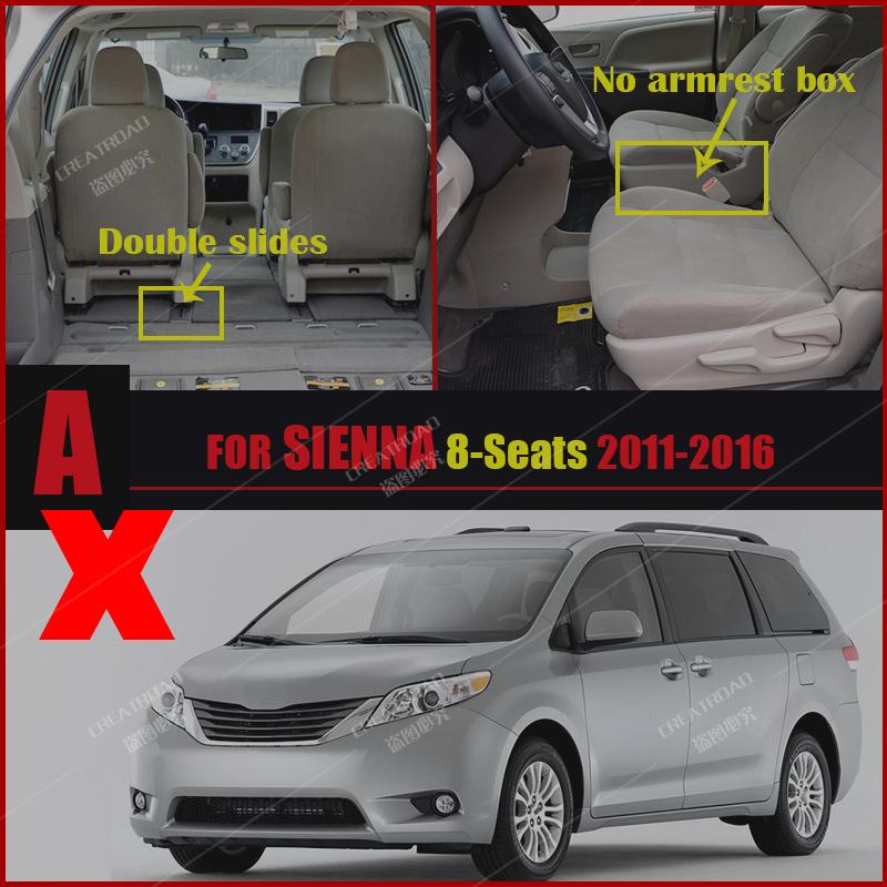 Автомобильные коврики для Toyota Sienna EIGHT SEAT 2011 2012 2013 2014 2015 2016 Пользовательские автомобильные накладки на ноги автомобильный коврик