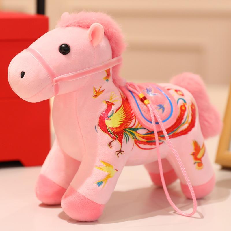 Horse mascot doll Folk style pony pendant Plush toy Zodiac horse doll Ragdoll