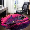 1PC Psychedelic Wolf Lava Office Round Area Rug, Mat Suitable For Office, Under Office Chairs Bedroom Living Room Home Decor, Room Deco